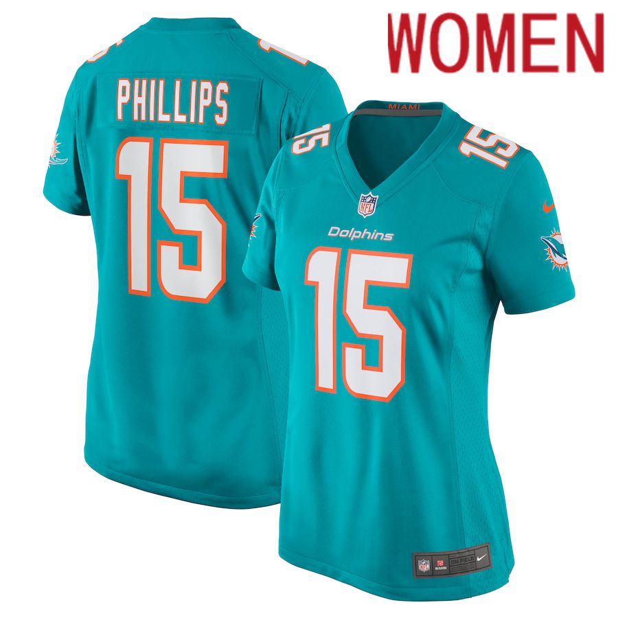 Women Miami Dolphins #15 Jaelan Phillips Nike Green Game Player NFL Jersey->women nfl jersey->Women Jersey